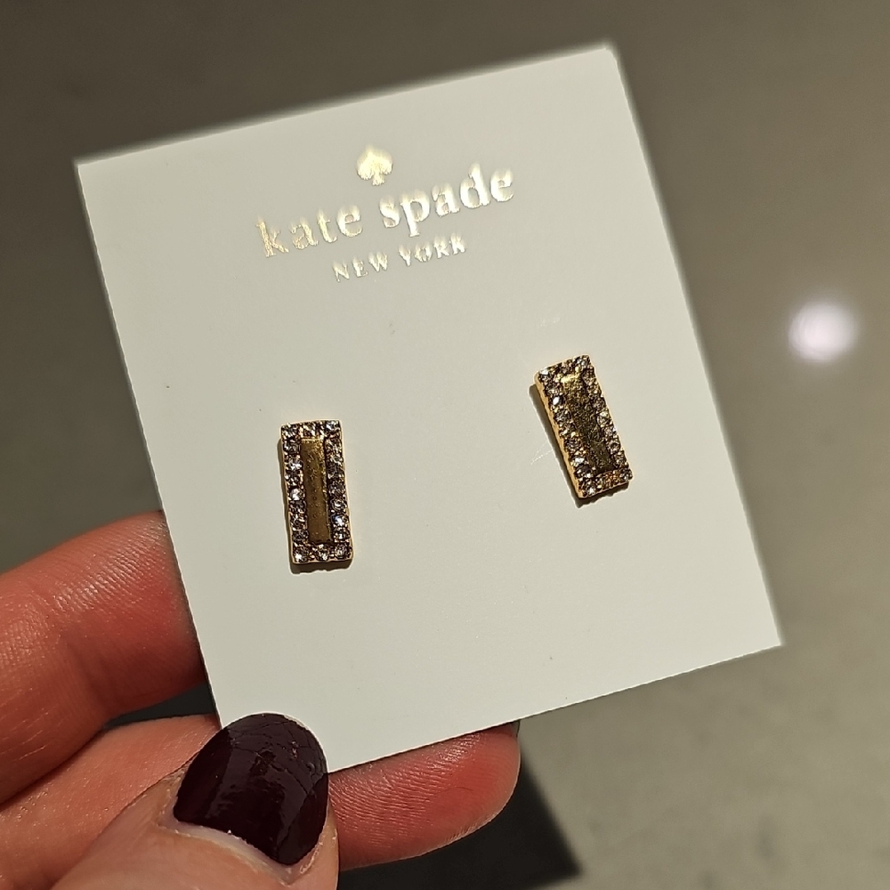 kate spade Gold Pavé Bar Stud Earrings